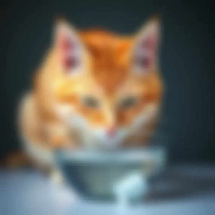 A cat sipping water from a bowl, looking refreshed and hydrated.