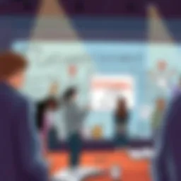 An illustration depicting an art community discussion on a digital board, with people sharing opinions on a Catgirlkil drawing, showing mixed reactions of support and criticism.