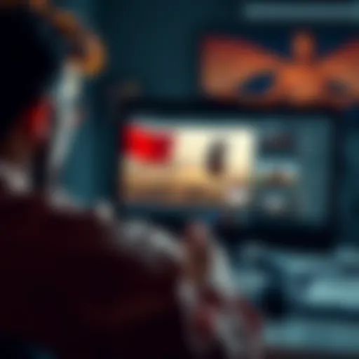 A person watching a YouTube tutorial on Cavalry skills with a computer
