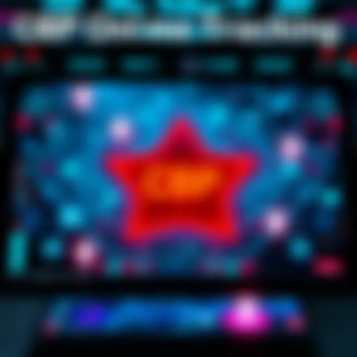 A visual representation of online ads tracking people's locations with digital icons and maps