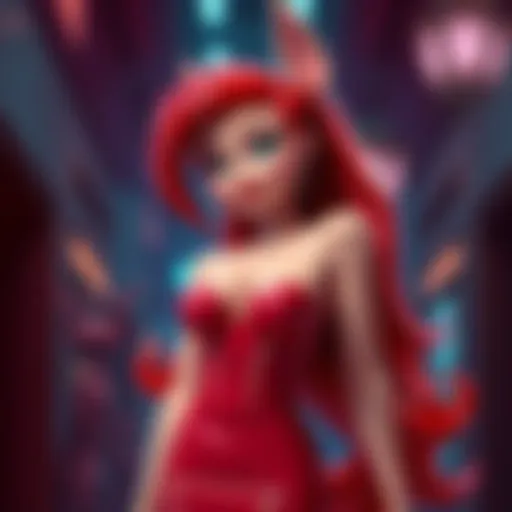 A vibrant cel shaded model of Jessica Rabbit, showcasing her signature red hair and elegant dress, highlighting the artistic technique used in the transformation.