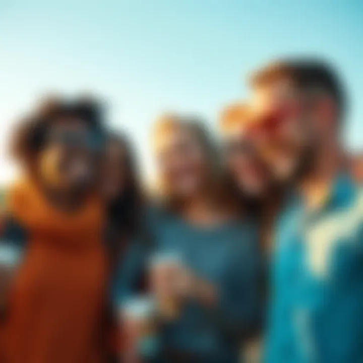 A group of people smiling and sharing joyful experiences together outdoors.