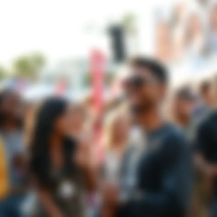 A diverse group of people showcasing their talents in art, music, and innovation at an outdoor event, smiling and engaging with each other.