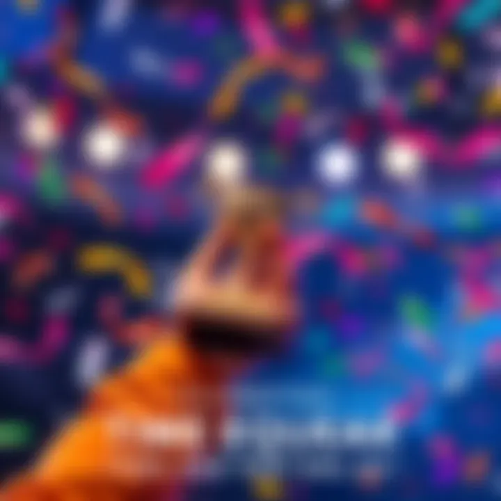 A person joyfully holding up a small trophy labeled 'Pipsqueak' with colorful confetti around them