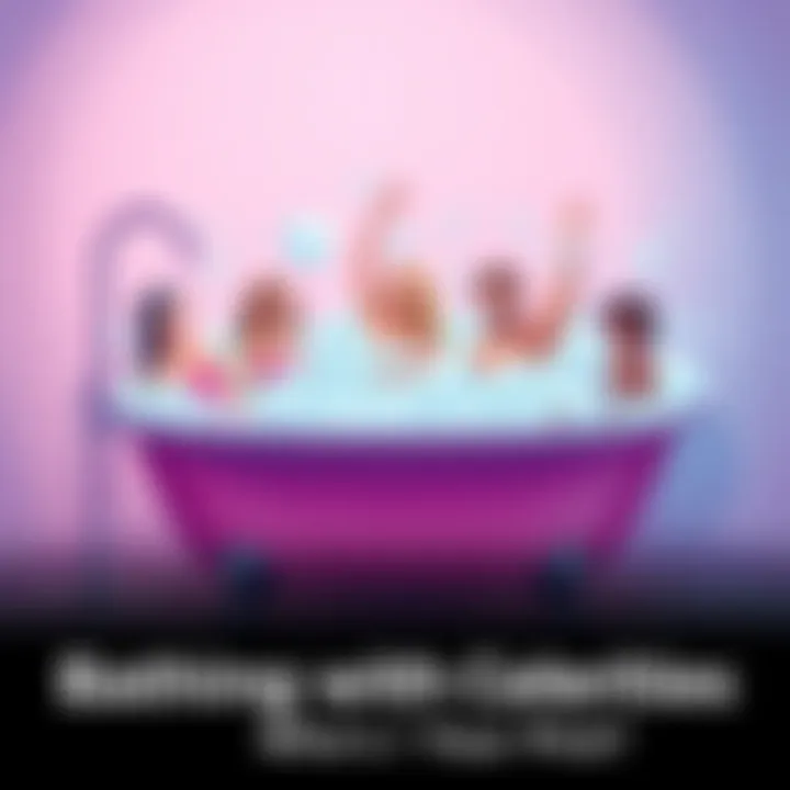 A colorful illustration showing a bathtub filled with bubbles and various celebrity icons, representing people's favorite picks for sharing a bath.