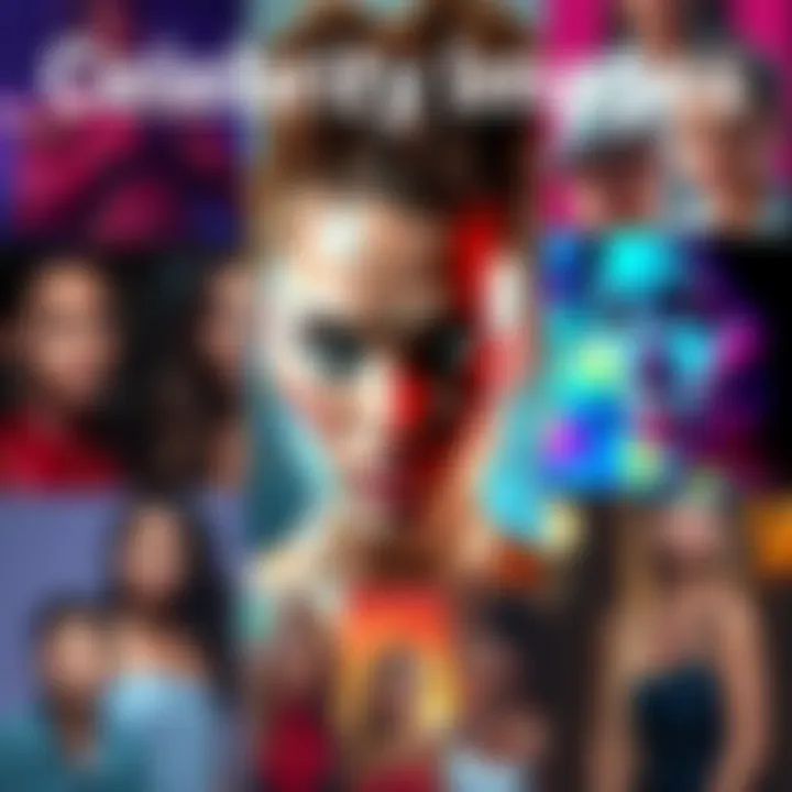 Celebrity Images on Instagram A collage of striking celebrity images created by people using advanced tools, showcasing vibrant visuals and styles from Instagram.