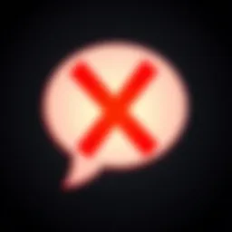 A bold red cross over a speech bubble symbolizing censorship fueled by misunderstanding.