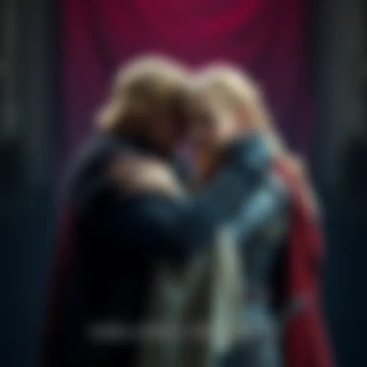 Cersei and Jaime Lannister share a heartfelt hug, showcasing their strong bond and reunion, set against a dramatic backdrop.