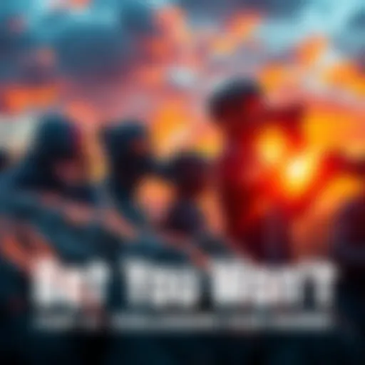 A group of people engaged in various bold challenges outdoors, showcasing determination and teamwork, with a vibrant backdrop.