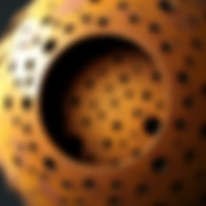 A digital artist using Substance Painter to turn geometry hole patterns into black designs on a textured surface