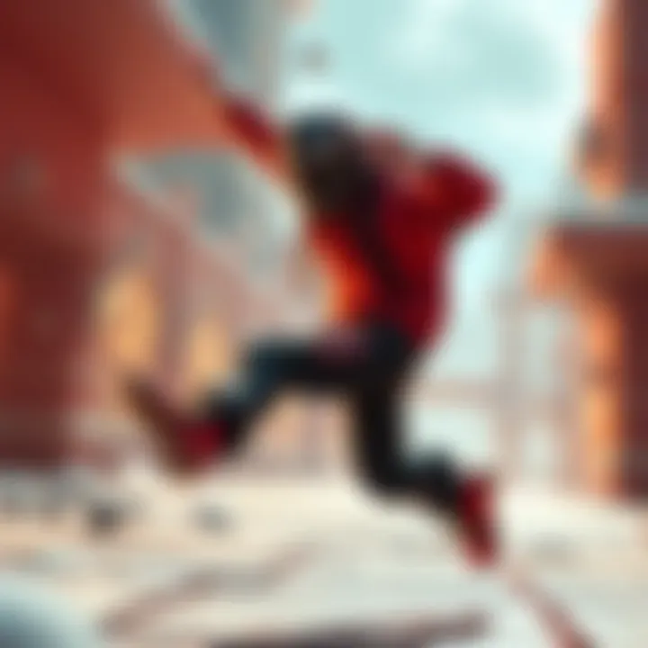 A game character performing a jump, illustrating the concept of jump height adjustment in gaming.