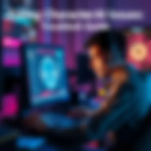 Person using a computer with a character AI on screen, looking frustrated while trying to fix issues.