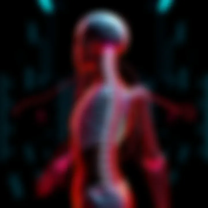 A character model demonstrating how spinal adjustments affect the overall posture and positioning before an animation sequence.