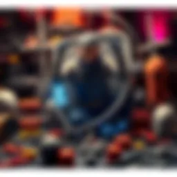 A person assembling a custom character using HeroForge's 3D modeling tools, surrounded by various character parts and accessories