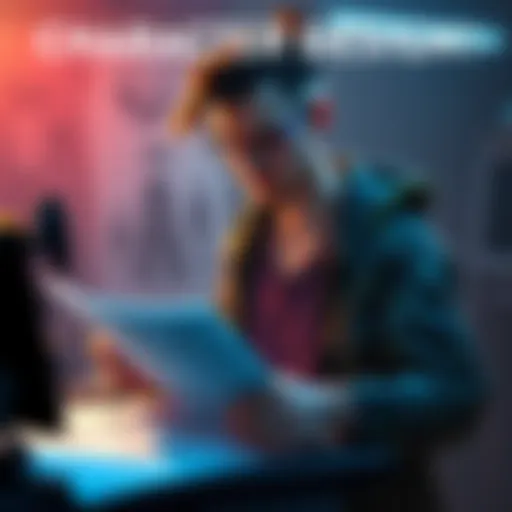 An artist reworking a character frame, showing sketches and digital tools used in design.