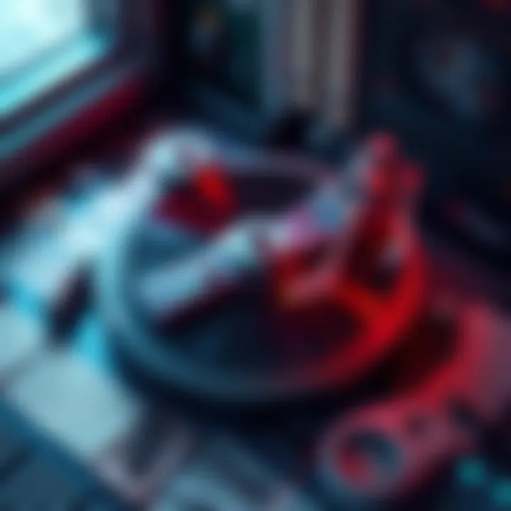 A colorful turntable surrounded by notes and sketches representing a character's evolving journey and personality.