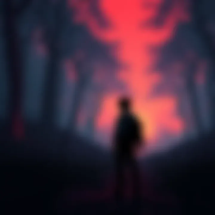 Game character facing permadeath A game character standing at a crossroads, contemplating choices that lead to permadeath, with a dark forest in the background