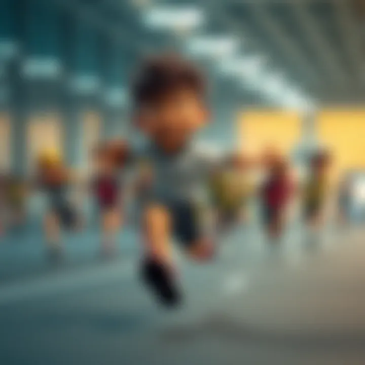Character running in an animated style A lively character showcasing various poses while running, demonstrating enhanced animation techniques