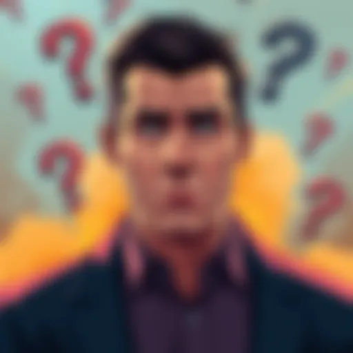 Illustration showing Charlie Kirk with question marks around him, symbolizing confusion over his status.