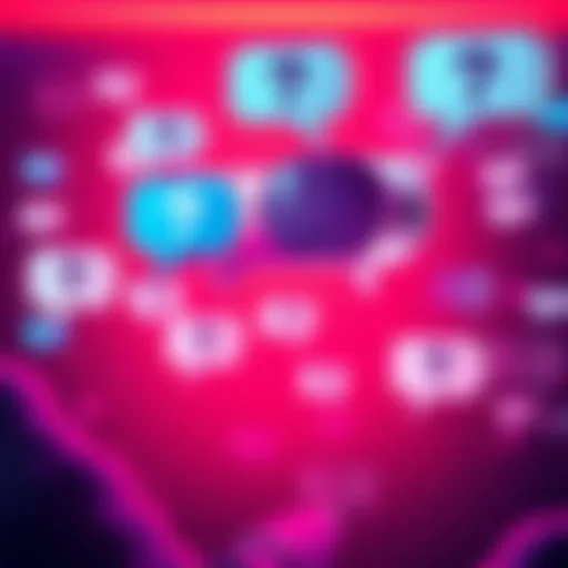 A digital representation of Chat GPT with speech bubbles containing questions, conveying a sense of curiosity and conversation.