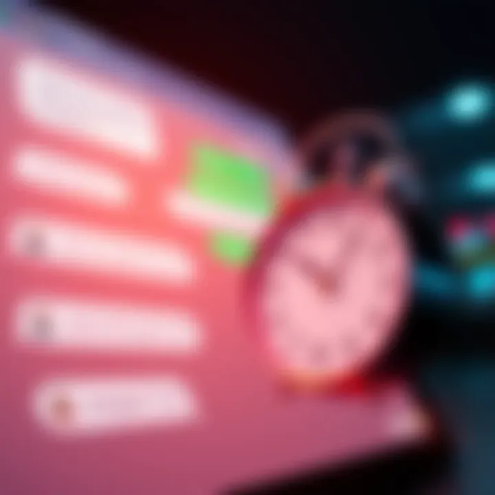 A visual of a chat screen with messages and a clock showing passing time, representing Chat GPT's time awareness issue.