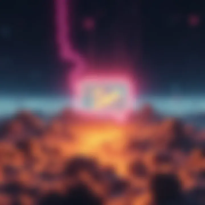 A representation of Chat GPT as a glowing digital entity in a futuristic landscape, symbolizing its evolution in AI.