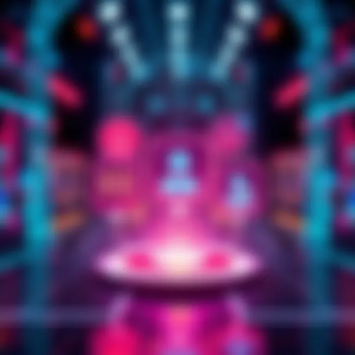 A futuristic representation of Chat GPT's three main features with icons symbolizing communication, technology, and user interaction, set against a sleek digital background.