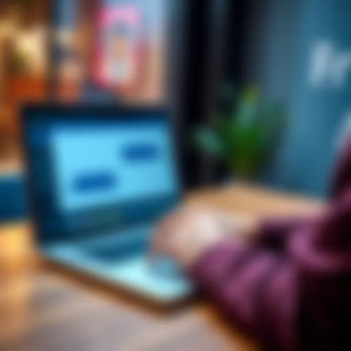 A person working on a laptop, reviewing a chat session to optimize token usage