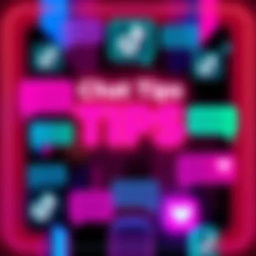 A colorful graphic displaying text chat bubbles and TikTok logos, illustrating conversation tips.