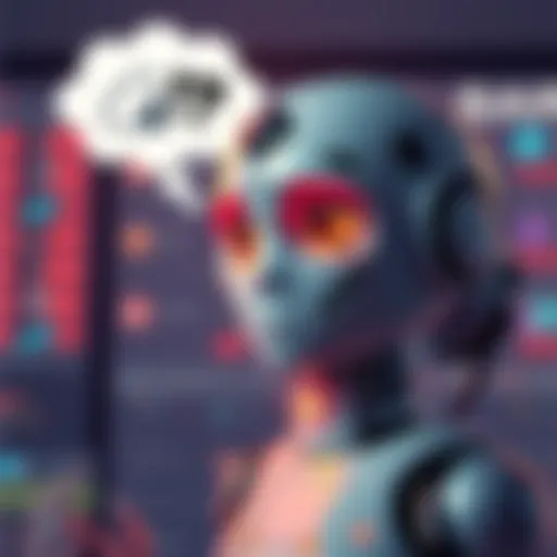 A chatbot character with a thought bubble showing confusion and incorrect information, representing hallucinations in AI interactions.