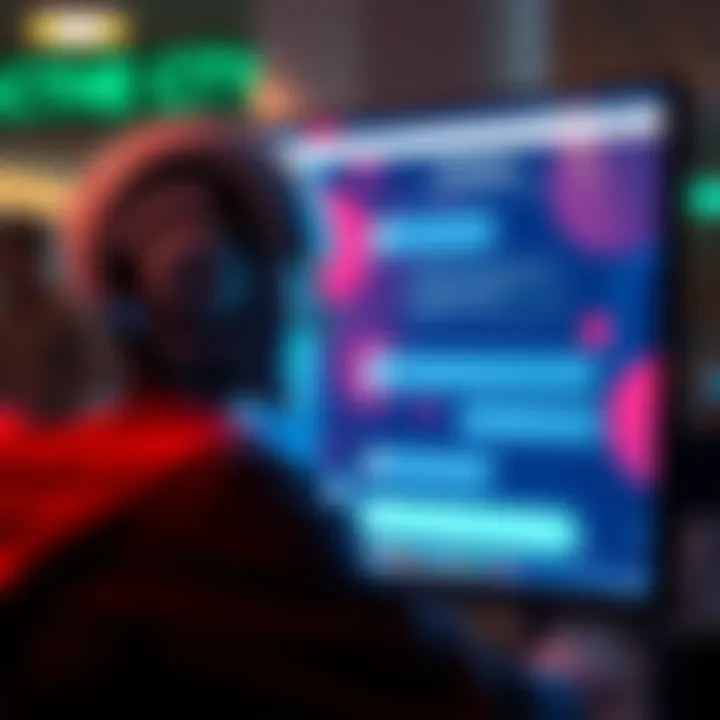 A frustrated person talking to a chatbot on a computer screen, showing confusion due to forgotten details in a conversation.