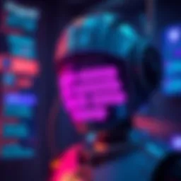 A chatbot interface showing repeated phrases in speech bubbles, symbolizing user frustration with the lack of language control.