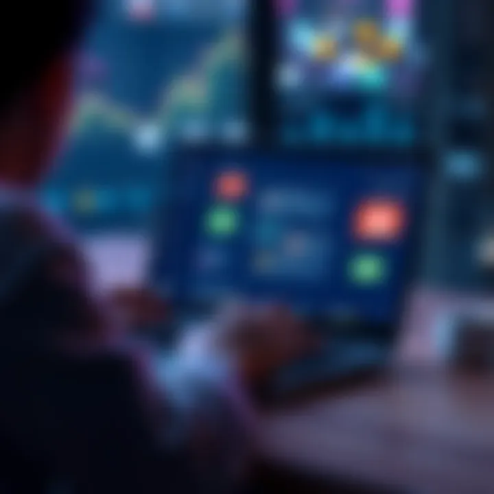 ChatGPT Features A person using a laptop with a screen showing ChatGPT features and tips for productivity