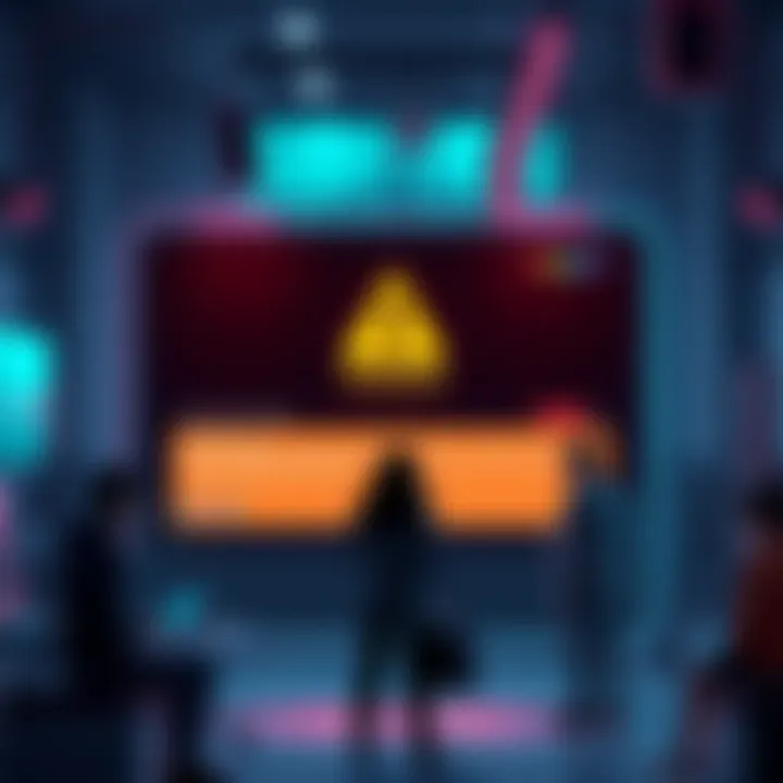 A screenshot of the ChatGPT interface showing a warning sign indicating restrictions in functionality, with users discussing their experiences around it in a forum setting.