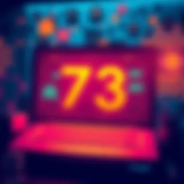 Illustration of ChatGPT interface displaying the number 73 prominently with AI symbols in the background