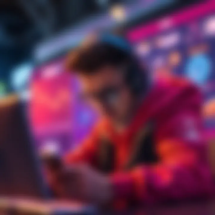 A visual representation of a struggling app store with declining user engagement metrics and a worried developer looking at a screen.