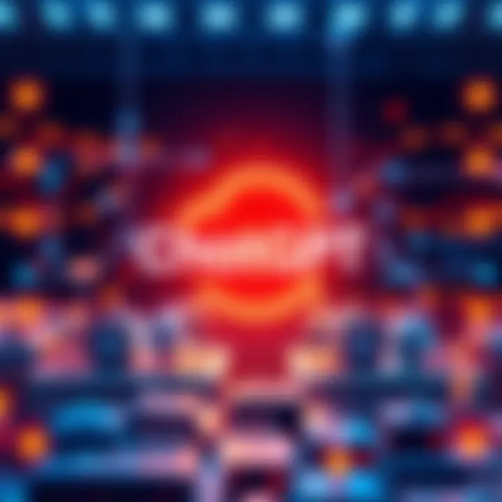 Illustration of ChatGPT logo with B2B website elements showing data flow and content analysis