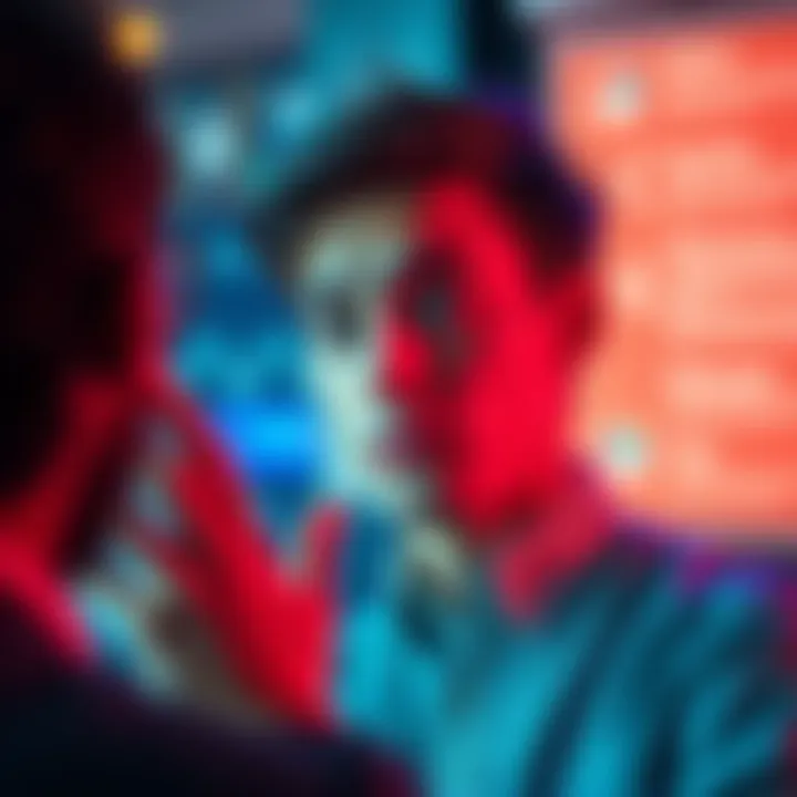 A person interacting with a digital AI interface, showing expressions of surprise and curiosity, reflecting a complex conversation about AI opinions.