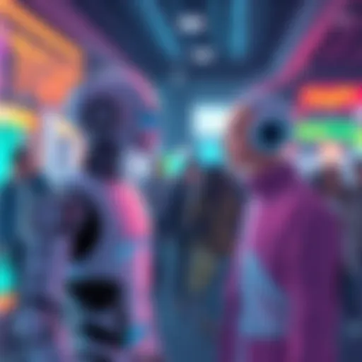 An illustration showing ChatGPT engaging in conversation with people, highlighting AI's communication skills.