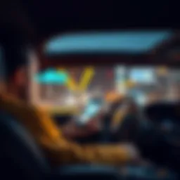 A user looking confused while driving and checking their phone for dinner ingredients with ChatGPT on the screen