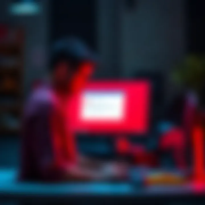 A frustrated person sits at a computer displaying an error message while trying to create a workout routine with ChatGPT.