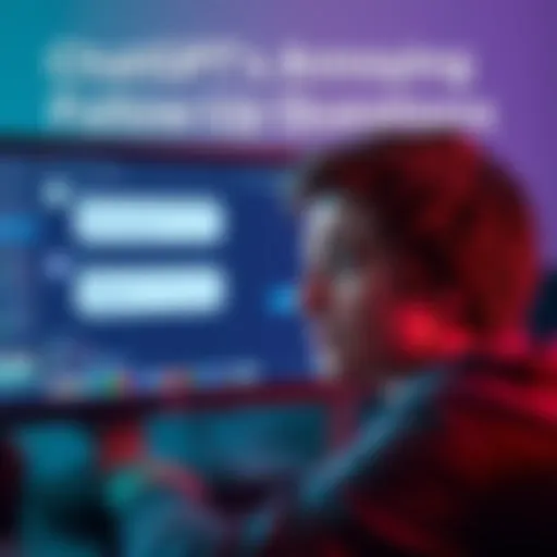 A person looking frustrated at a computer screen with ChatGPT displaying follow-up questions, showing dissatisfaction with the interaction