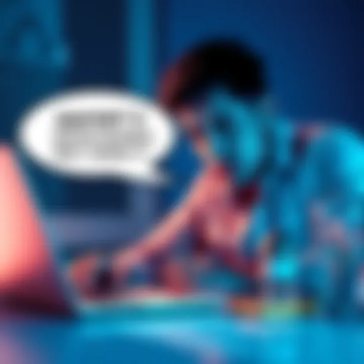 ChatGPT Frustration A person looking confused while using a laptop, with a speech bubble showing age reminders from ChatGPT, illustrating user frustration.