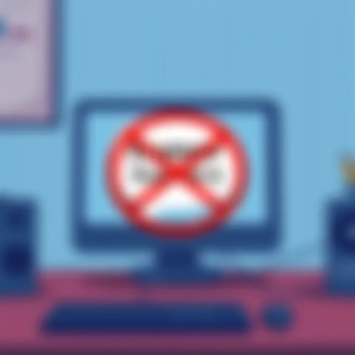 ChatGPT and Humor Limitations A digital representation of ChatGPT symbolically avoiding controversial humor subjects like violence and adult topics, illustrated with a computer screen displaying a humor-related text bubble that is crossed out.