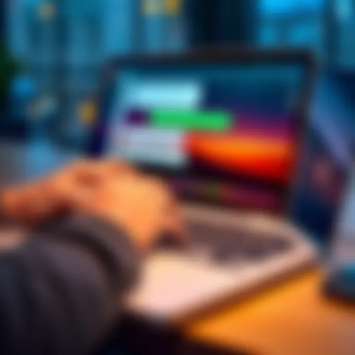 A person typing on a laptop with ChatGPT interface on the screen, showcasing a conversation with the AI tool.