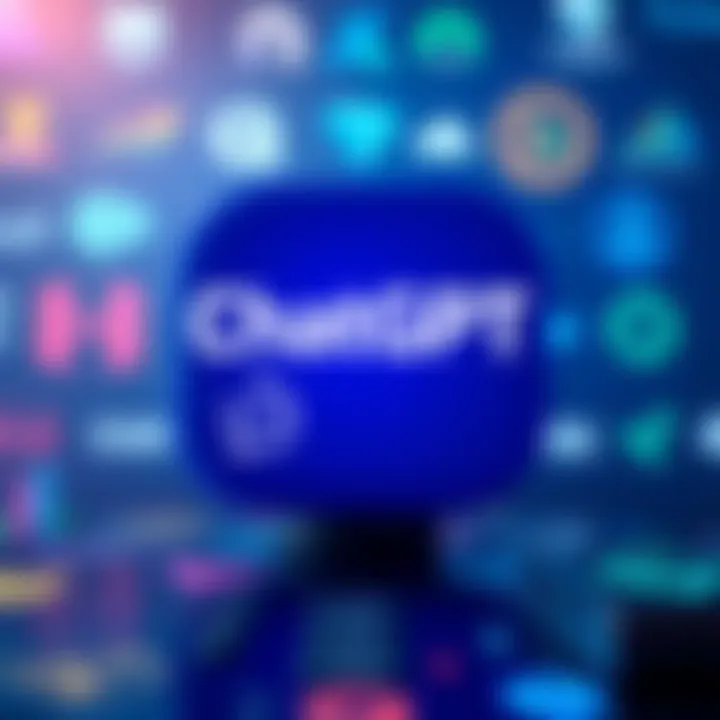 A graphic showing ChatGPT logo prominently with competitors' logos in the background, highlighting its market dominance.