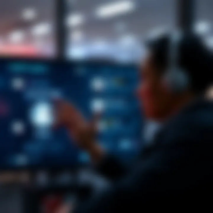 A person interacting with a digital assistant on a screen, showing a thoughtful expression without any calming prompts.