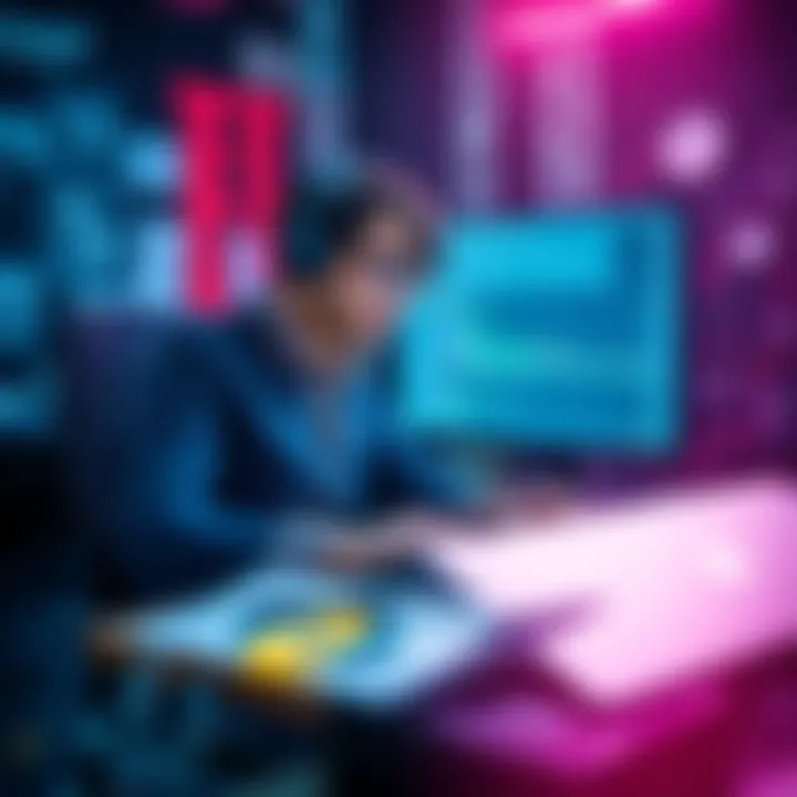 A digital scene showing ChatGPT working on a computer with code for a Python parser, surrounded by 7zip files and technical diagrams of the 7z format