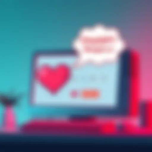A cartoonish representation of a computer with a thought bubble showing hearts and business icons, indicating a humorous take on estimating girlfriend count.