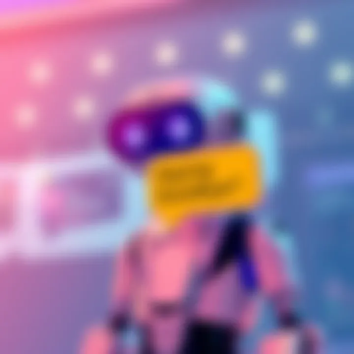 Illustration showing a chatbot with a speech bubble saying 'Saying Goodbye?'